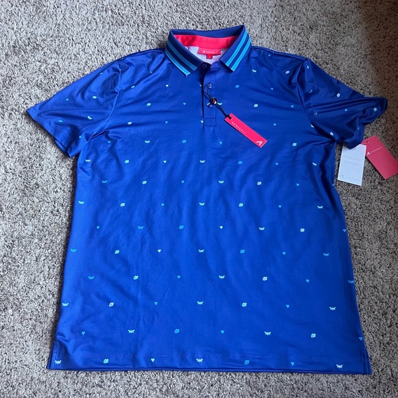 Redvanly Blue Golf Polo Shirt 4 Way Stretch Performance Large - Picture 5 of 8